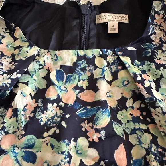 Eva Mendes NY & Co blue floral belted dress - Picture 4 of 6